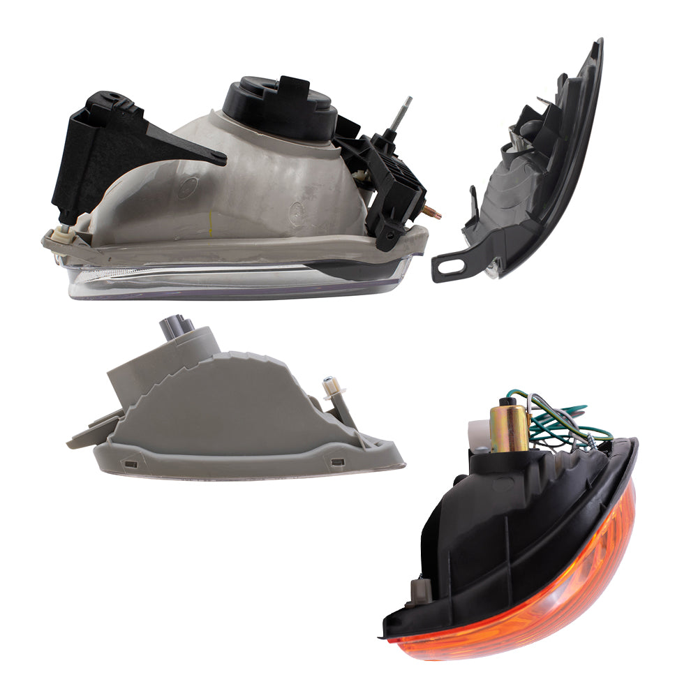 Brock Replacement 8 Pc Headlights Tail Lights and Park Signal Lamps Set Compatible with 2001-2004 Tacoma