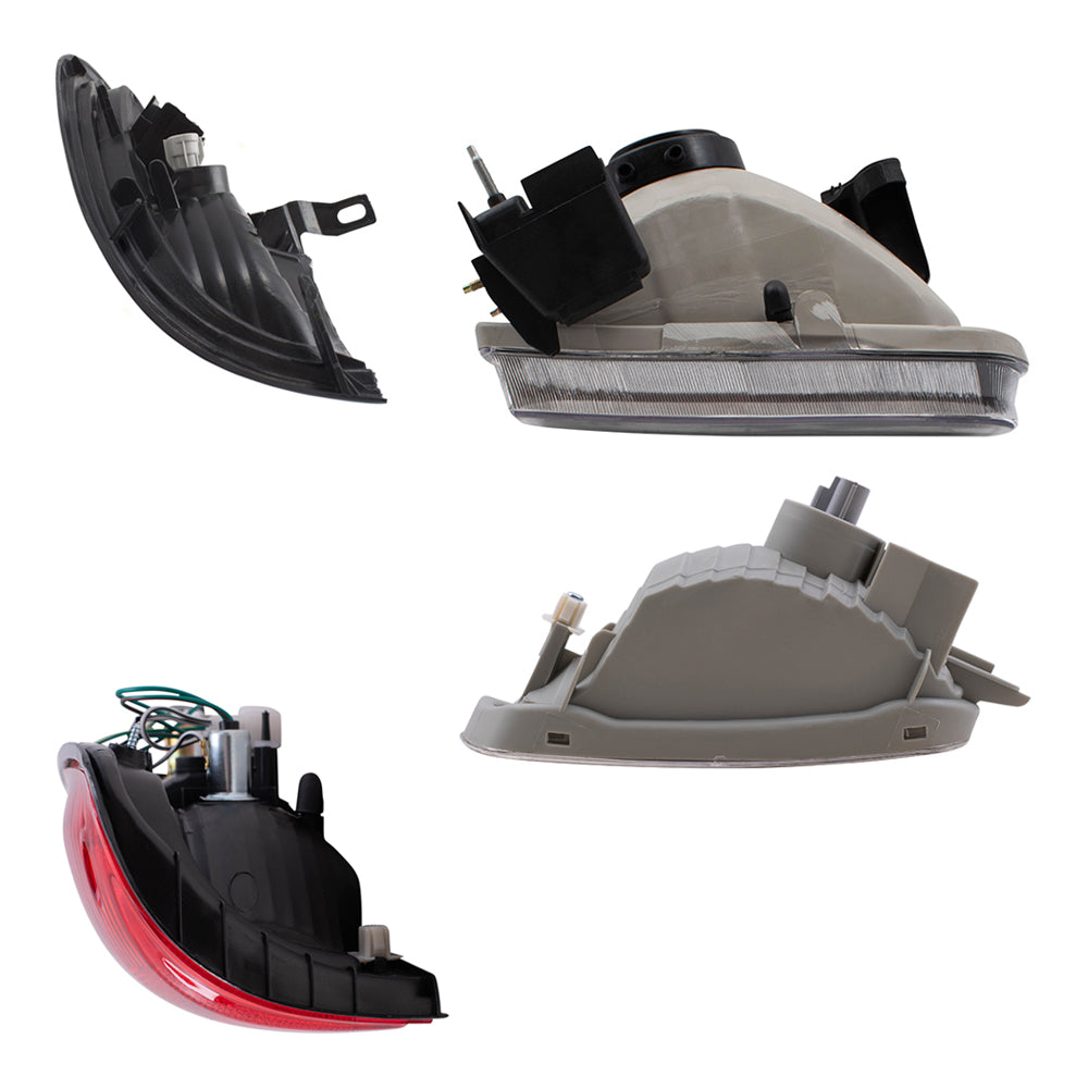 Brock Replacement 8 Pc Headlights Tail Lights and Park Signal Lamps Set Compatible with 2001-2004 Tacoma