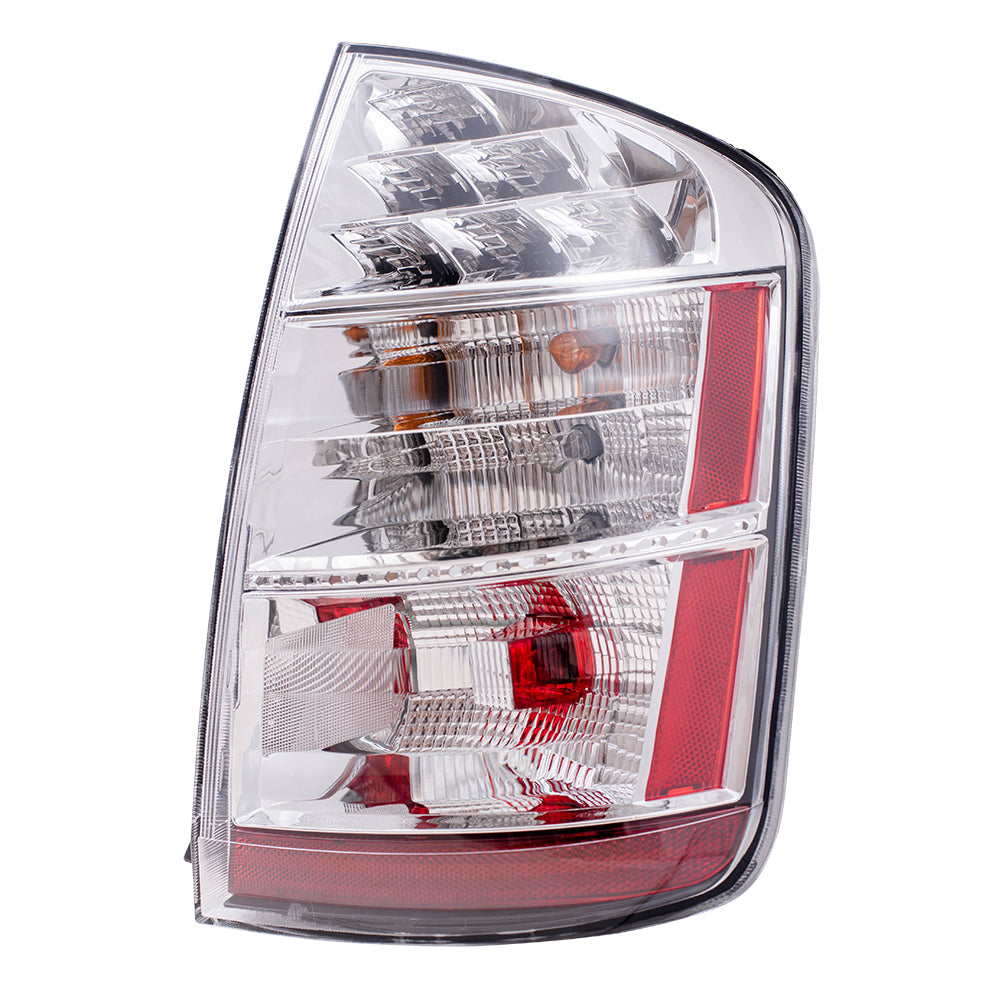 Brock Replacement Passengers Taillight Tail Lamp with Chrome Trim Compatible with 06-09 Prius 8155147100