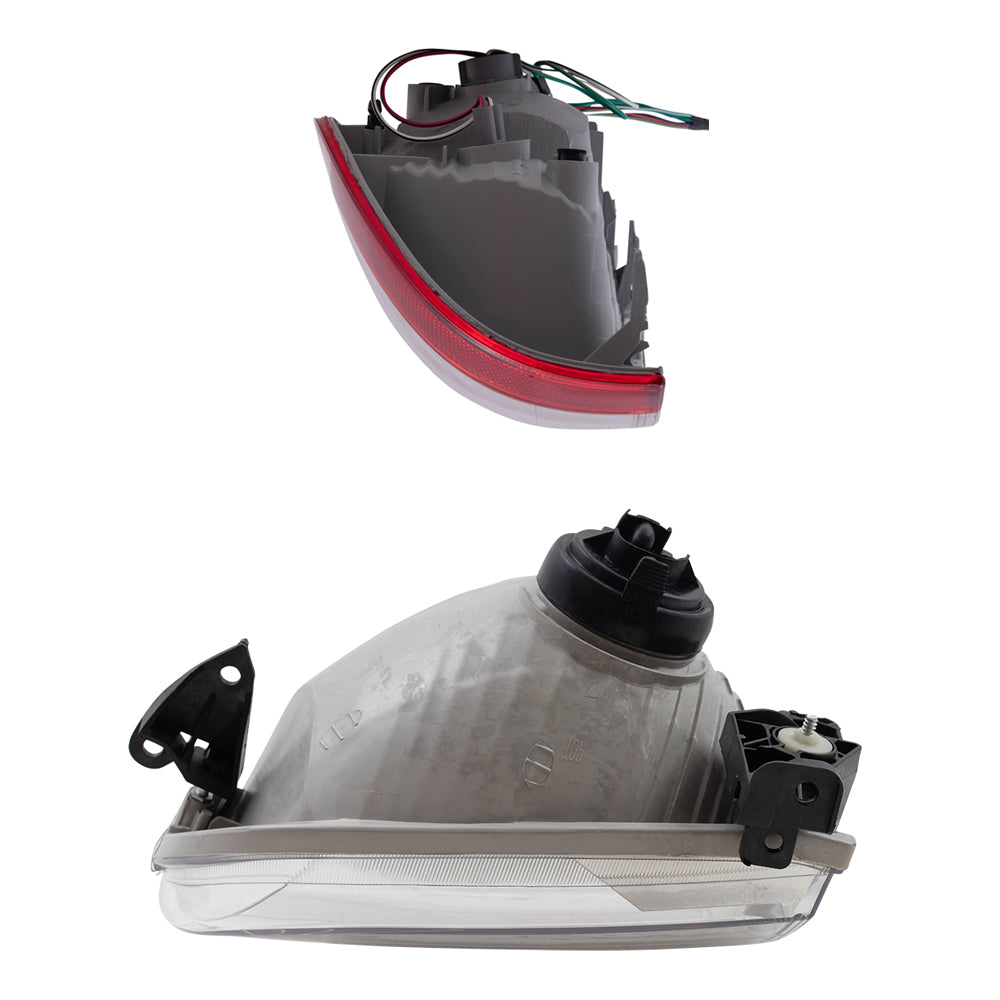 Brock Replacement Driver and Passenger Side Halogen Headlight Assemblies and Tail Light Assemblies 4 Piece Set Compatible with 2004 Tundra Double Cab with Standard Bed