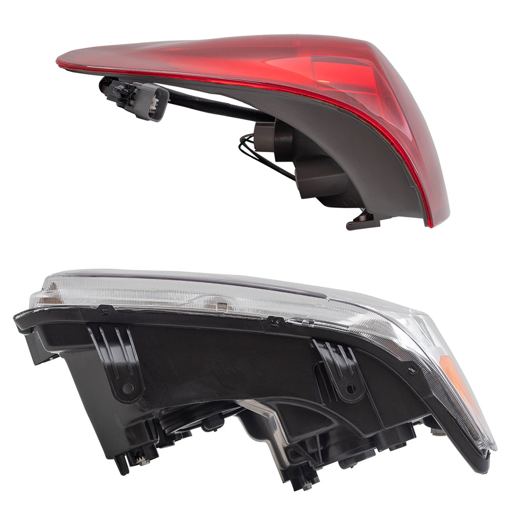 Brock Replacement Headlights with Tail Lights without Level Adjuster Compatible with 2007 2008 2009 Tundra