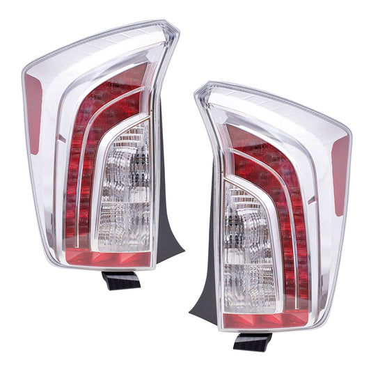 Brock Replacement Pair Set Taillights Tail Lamps Compatible with 12-15 Prius 81561-47190 81551-47190