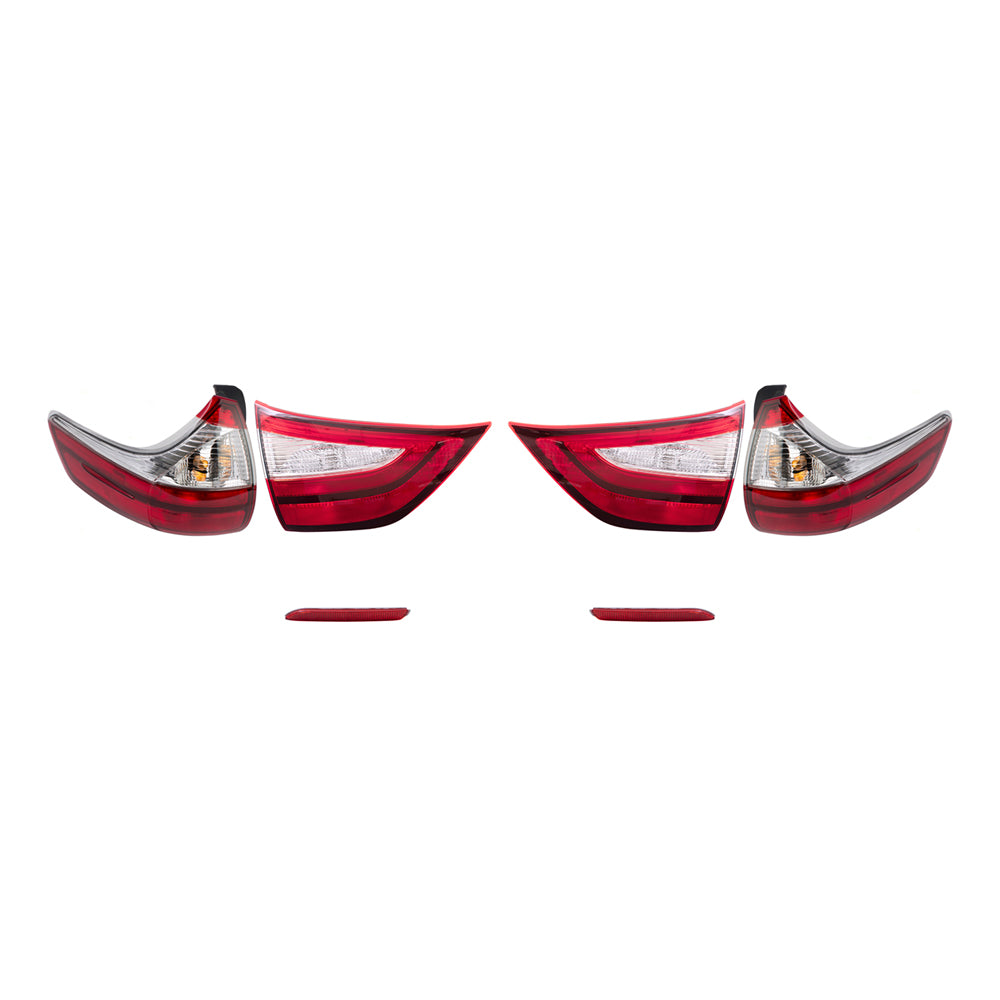 Brock Aftermarket Replacement Part Driver & Passenger Side Tail Light Assemblies Quarter and Liftgate Mounted & Rear Bumper Reflectors Compatible with Toyota 2015-2019 Toyota Sienna EXCEPT SE