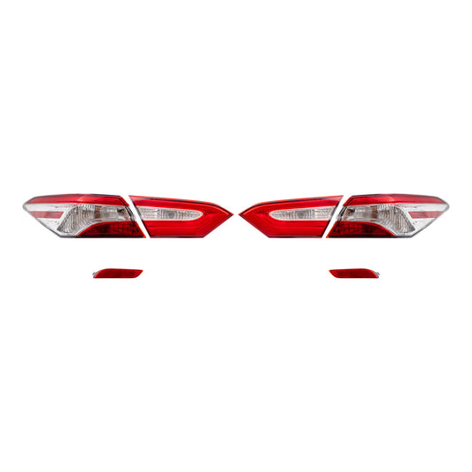 Brock Replacement Driver Side Bumper Reflector & Tail Lights Quarter Mounted & Lid Mounted 3 Piece Set Compatible with 2018-2020 Camry L/LE/TRD & 18-19 Camry Hybrid LE & 2020 Camry XSE/Camry Hybrid SE