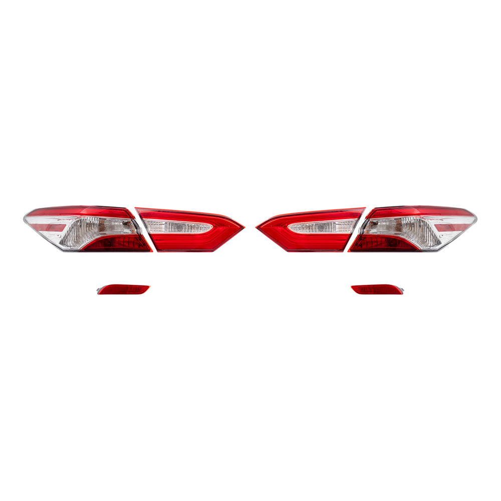 Brock Replacement Bumper Reflectors, Tail Lights Quarter Mounted & Lid Mounted 6 Piece Set Compatible with 2018-2020 Camry L/LE/TRD & 2018-2019 Camry Hybrid LE & 2020 Camry XSE/Camry Hybrid SE