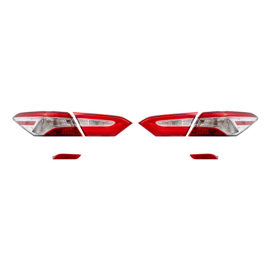 Brock Replacement Bumper Reflectors, Tail Lights Quarter Mounted & Lid Mounted 6 Piece Set Compatible with 2018-2020 Camry L/LE/TRD & 2018-2019 Camry Hybrid LE & 2020 Camry XSE/Camry Hybrid SE