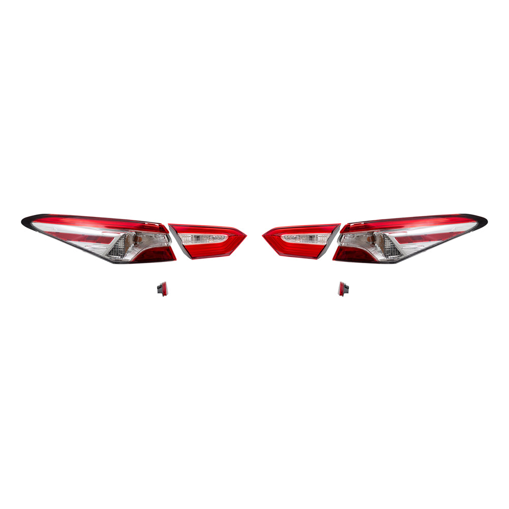 Brock Replacement Bumper Reflectors, Tail Lights Quarter Mounted & Lid Mounted 6 Piece Set Compatible with 2018-2020 Camry L/LE/TRD & 2018-2019 Camry Hybrid LE & 2020 Camry XSE/Camry Hybrid SE