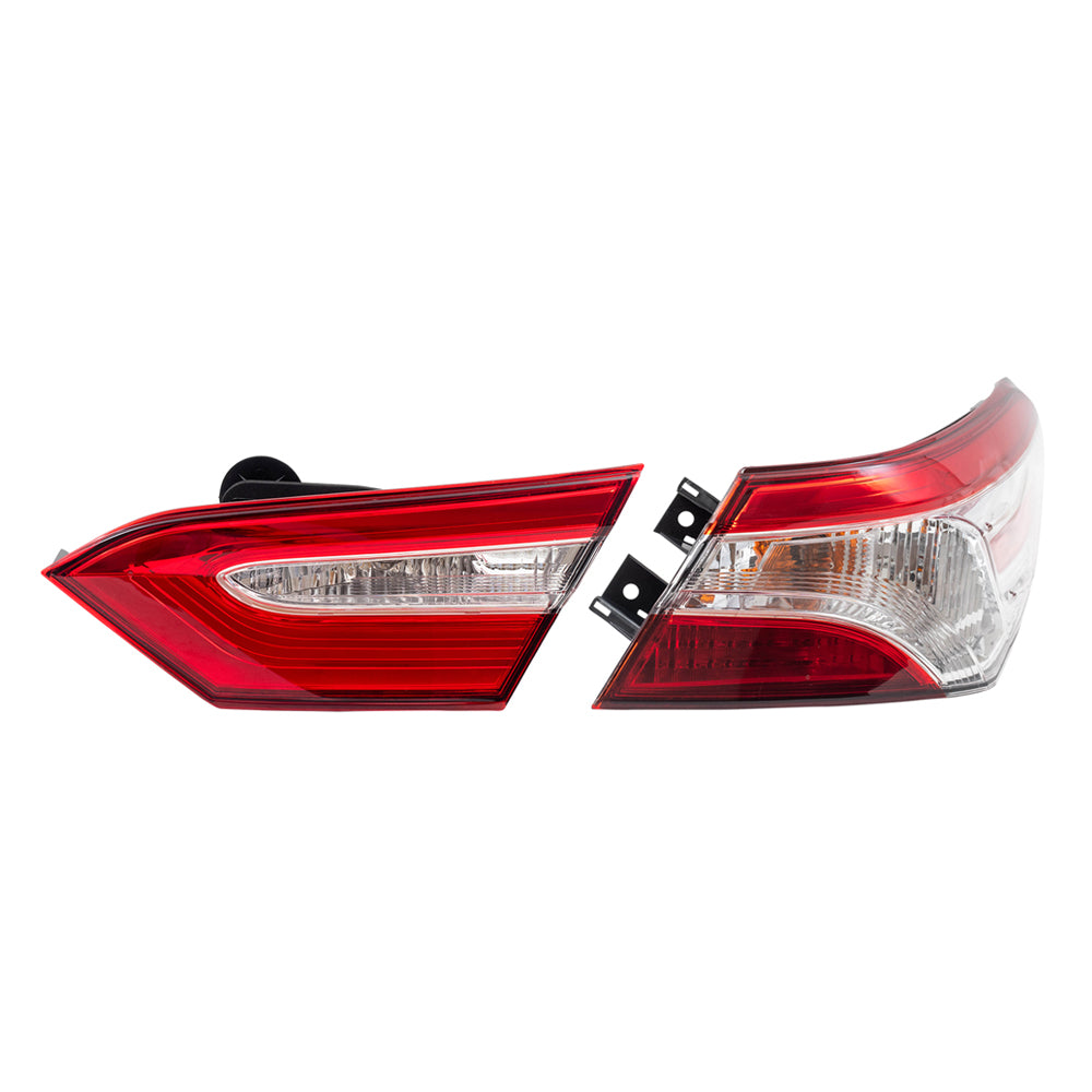 Brock Replacement Passenger Side Tail Light Assemblies Quarter Mounted and Lid Mounted Compatible with 2018-2020 Camry L/LE/TRD & 2018-2019 Camry Hybrid LE & 2020 Camry XSE/Camry Hybrid SE