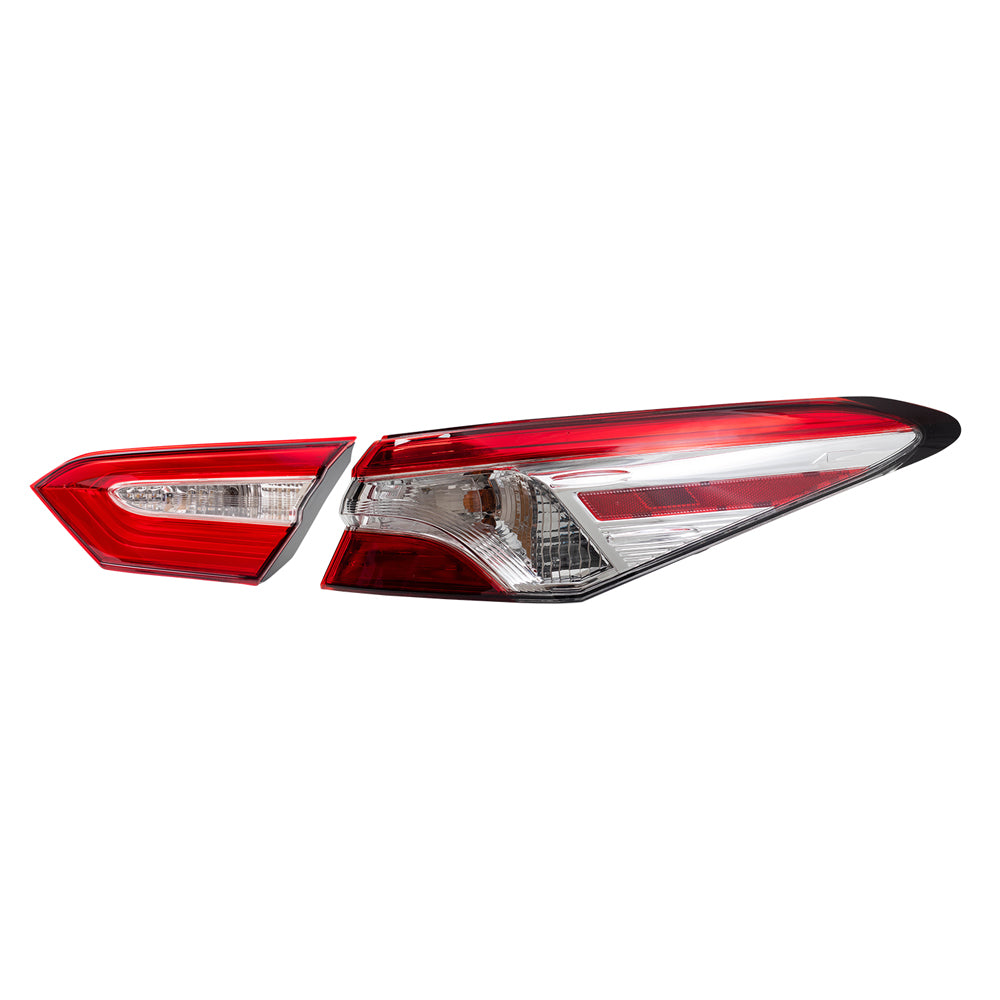 Brock Replacement Passenger Side Tail Light Assemblies Quarter Mounted and Lid Mounted Compatible with 2018-2020 Camry L/LE/TRD & 2018-2019 Camry Hybrid LE & 2020 Camry XSE/Camry Hybrid SE