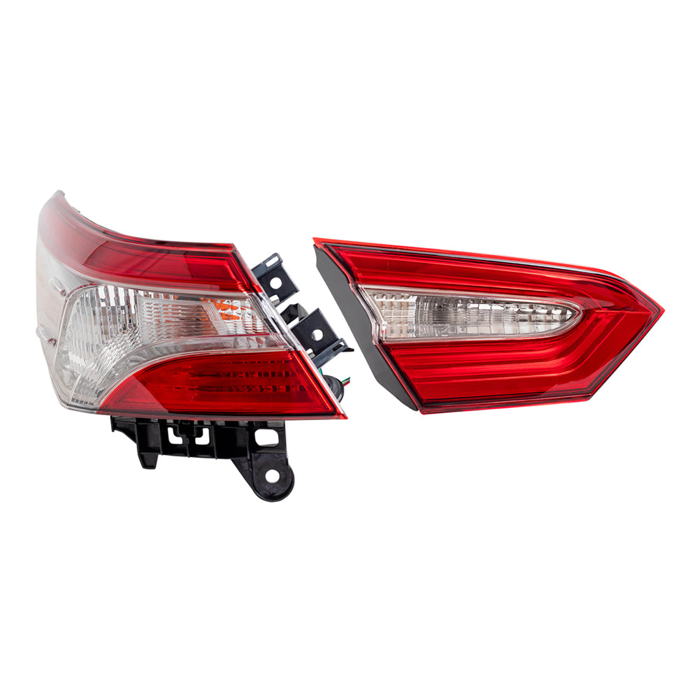 Brock Replacement Driver Side Tail Light Assemblies Quarter Mounted & Lid Mounted Compatible with 2018-2019 Camry SE & 2018-2019 Camry Hybrid SE