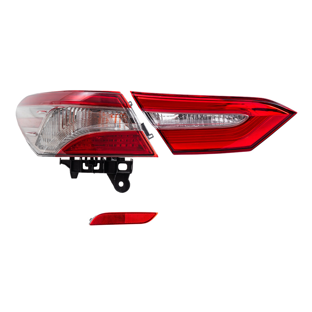 Brock Replacement Driver Side Bumper Reflector and Tail Light Assemblies Quarter Mounted & Lid Mounted 3 Piece Set Compatible with 2018-2019 Camry SE & 2018-2019 Camry Hybrid SE