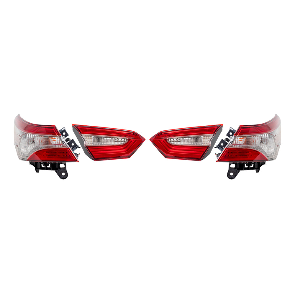 Brock Replacement Driver and Passenger Side Tail Light Assemblies Quarter Mounted & Lid Mounted 4 Piece Set Compatible with 2018-2019 Camry SE & 2018-2019 Camry Hybrid SE