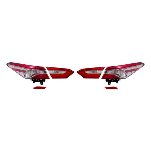 Brock Replacement Driver and Passenger Side Bumper Reflectors and Tail Light Assemblies Quarter Mounted & Lid Mounted 6 Piece Set Compatible with 2018-2019 Camry SE & 2018-2019 Camry Hybrid SE