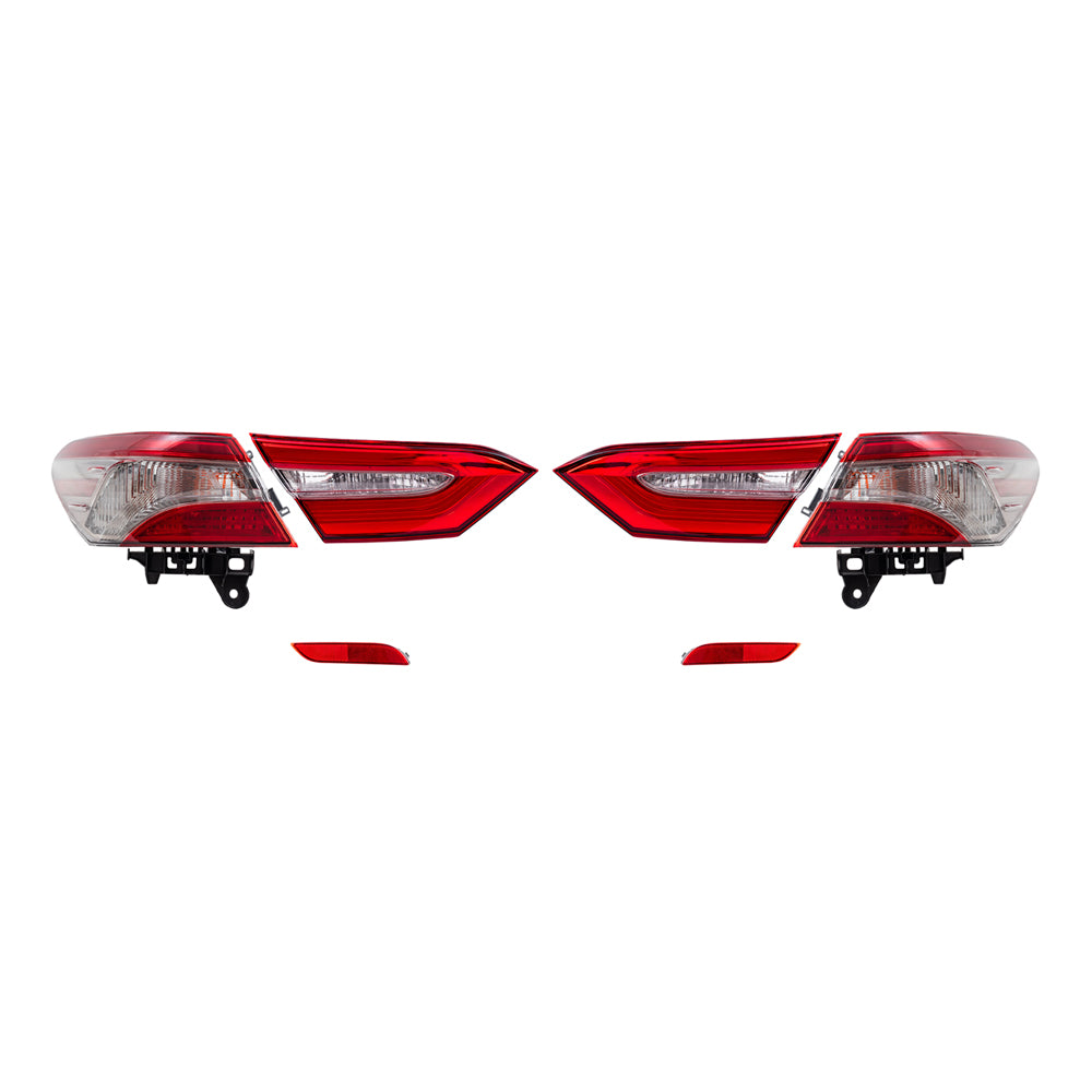 Brock Replacement Driver and Passenger Side Bumper Reflectors and Tail Light Assemblies Quarter Mounted & Lid Mounted 6 Piece Set Compatible with 2018-2019 Camry SE & 2018-2019 Camry Hybrid SE