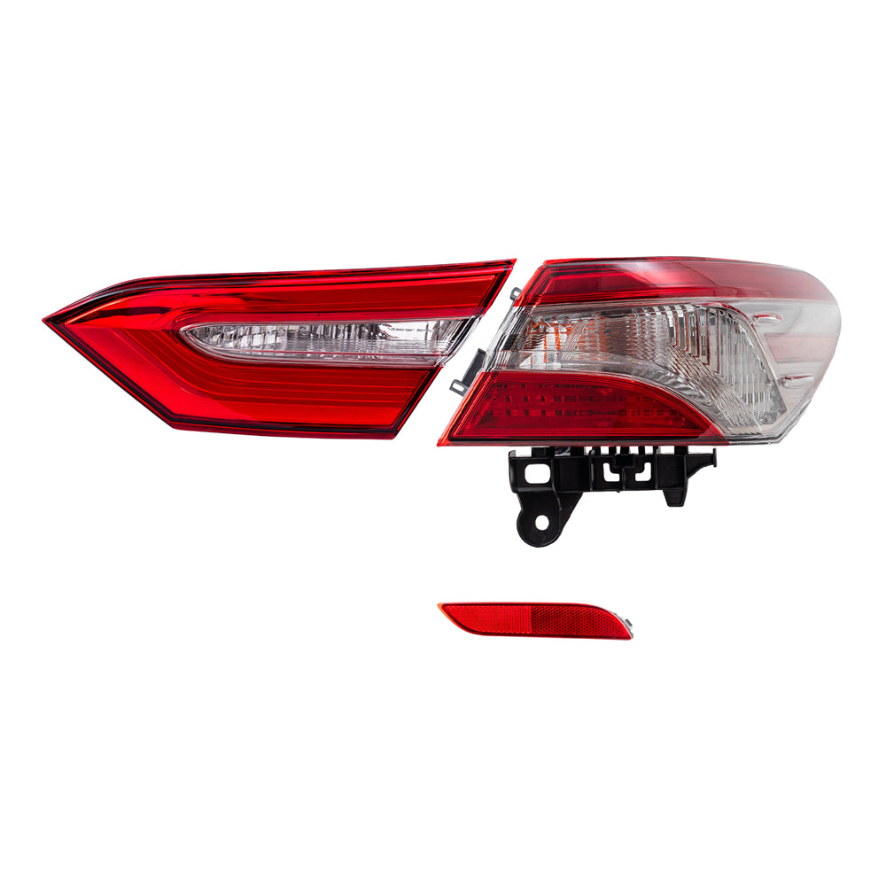 Brock Replacement Passenger Side Bumper Reflector and Tail Light Assemblies Quarter Mounted & Lid Mounted 3 Piece Set Compatible with 2018-2019 Camry SE & 2018-2019 Camry Hybrid SE