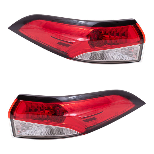 Brock Replacement Drivers and Passengers Tail Light Assemblies Red and Clear Lens Quarter Mounted Compatible with 2020 Corolla Sedan Built in Japan