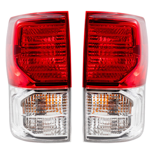 Brock Replacement Driver and Passenger Taillights Tail Lamps Compatible with 2010-2013 Tundra Pickup Truck 81560-0C090 81550-0C090