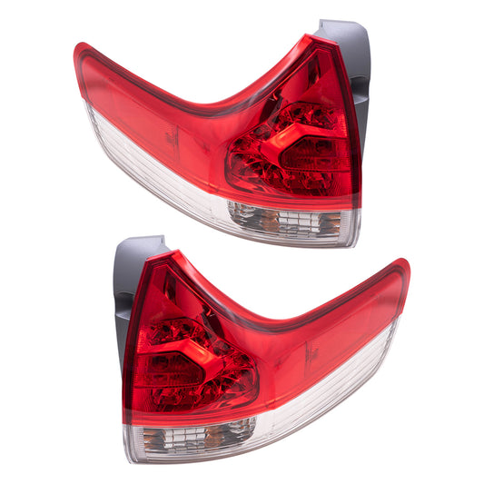 Brock Aftermarket Replacement Driver Left Passenger Right Combination Tail Light Assembly Body Mounted Set Compatible with 2011-2014 Toyota Sienna EXCEPT SE