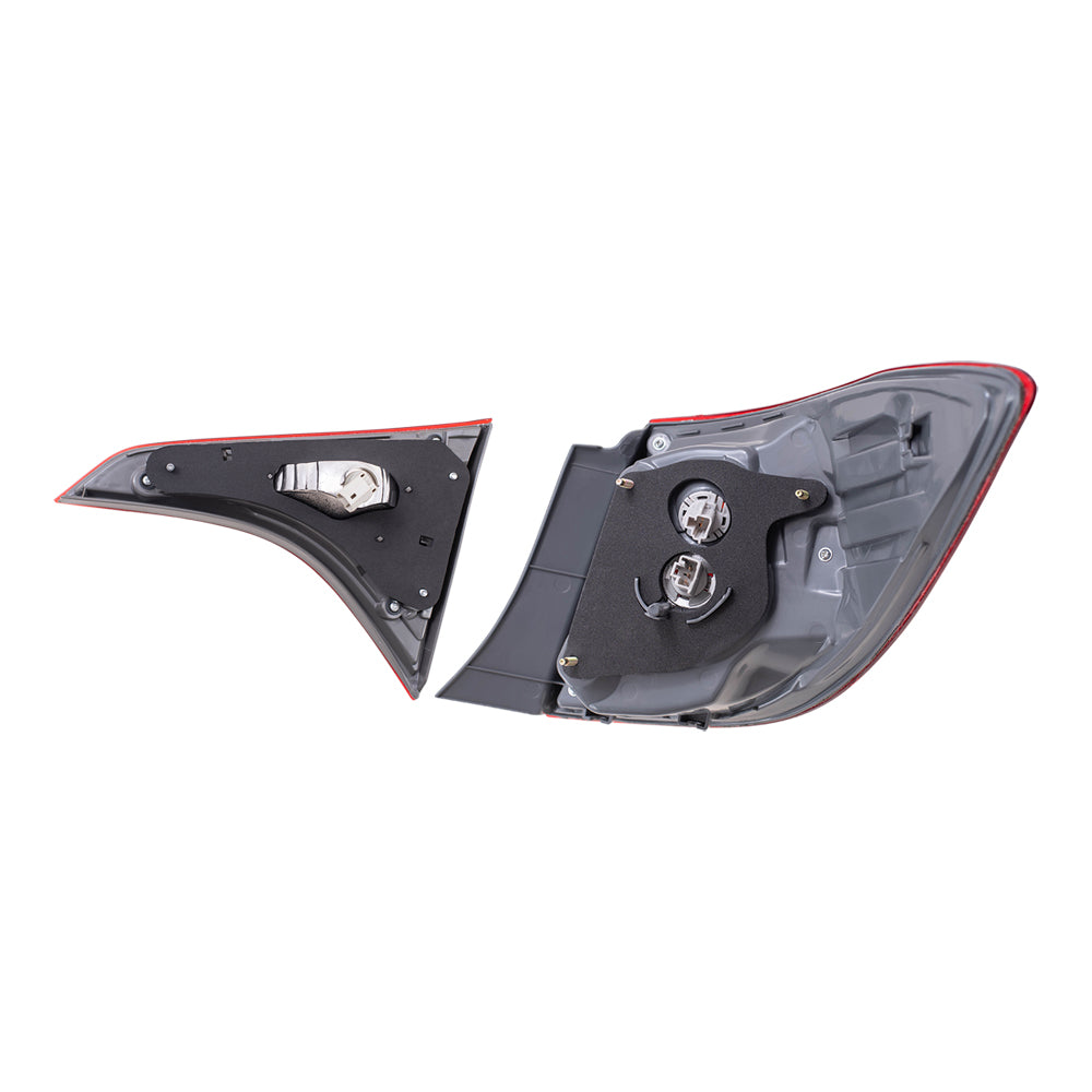Brock Replacement Driver Side Tail Lights Quarter Mounted and Lid Mounted Set Compatible with 2014-2016 Corolla