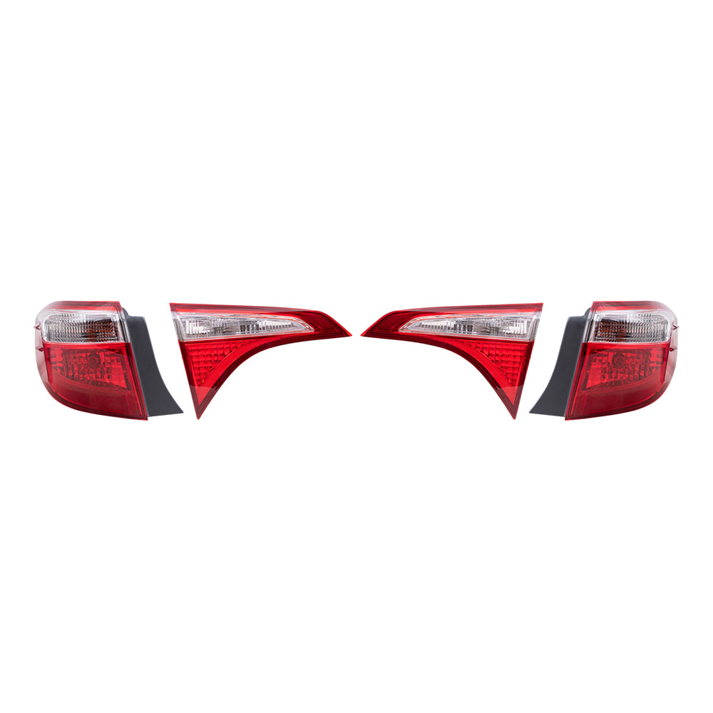 Brock Replacement Driver and Passenger Side Tail Lights Quarter Mounted and Lid Mounted 4 Piece Set Compatible with 2014-2016 Corolla