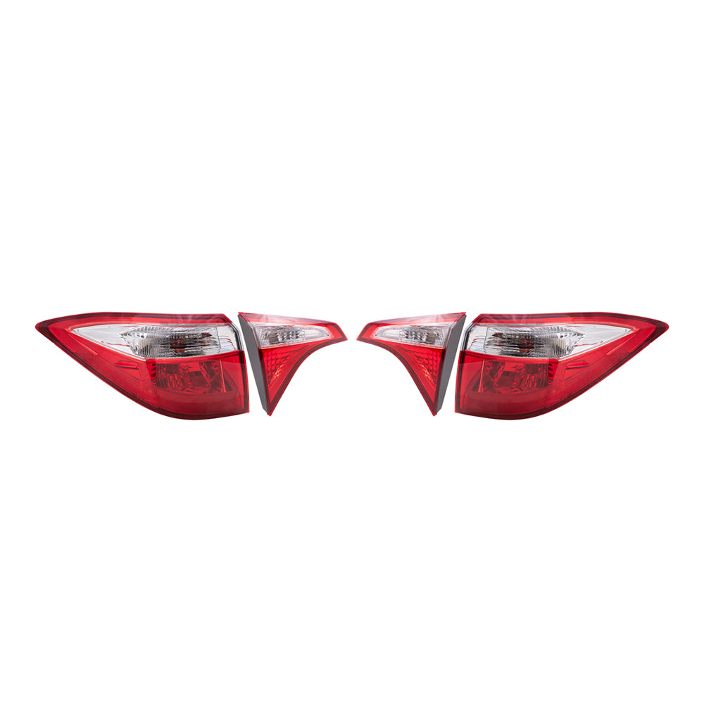 Brock Replacement Driver and Passenger Side Tail Lights Quarter Mounted and Lid Mounted 4 Piece Set Compatible with 2014-2016 Corolla
