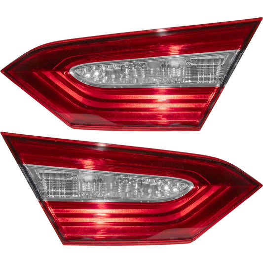 Brock Driver Side Left Passenger Side Right Combination Tail Light Assembly With Smoked Back-Up Lens Lid Mounted Set Compatible with 2018-2019 Toyota Camry SE Japan Built 6222-0147LR