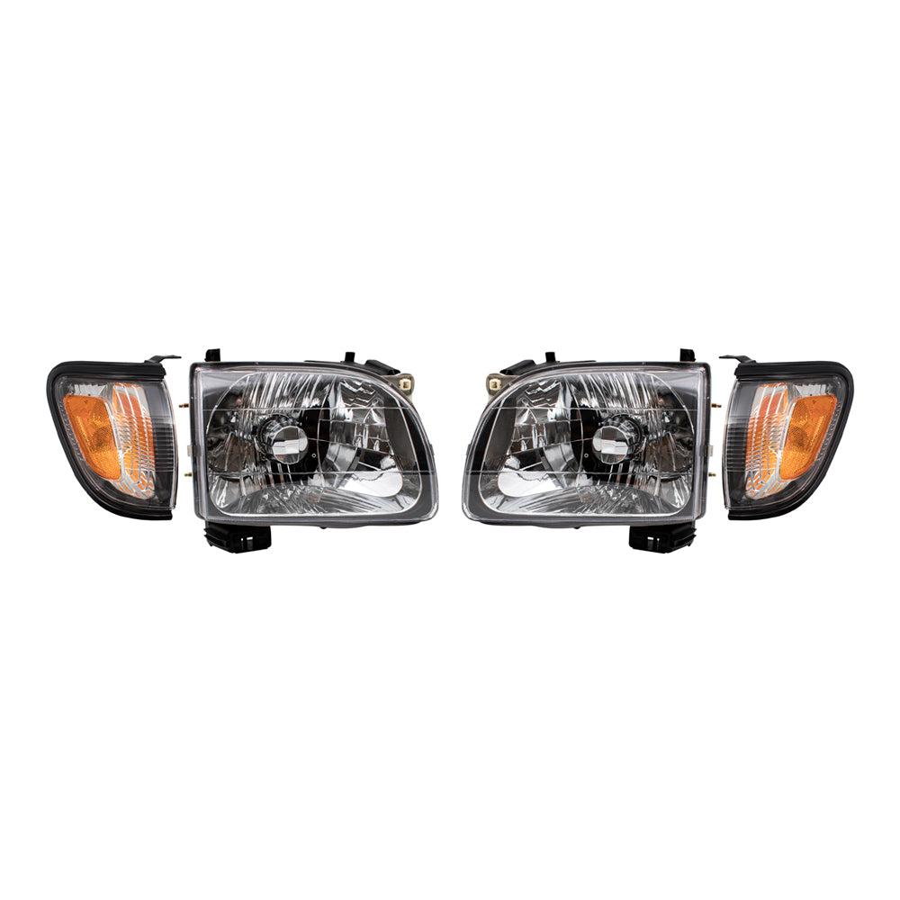 Headlights with Black Trim & Park Signal Lights Compatible with 2001-2004 Tacoma