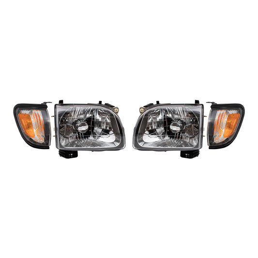 Headlights with Black Trim & Park Signal Lights Compatible with 2001-2004 Tacoma