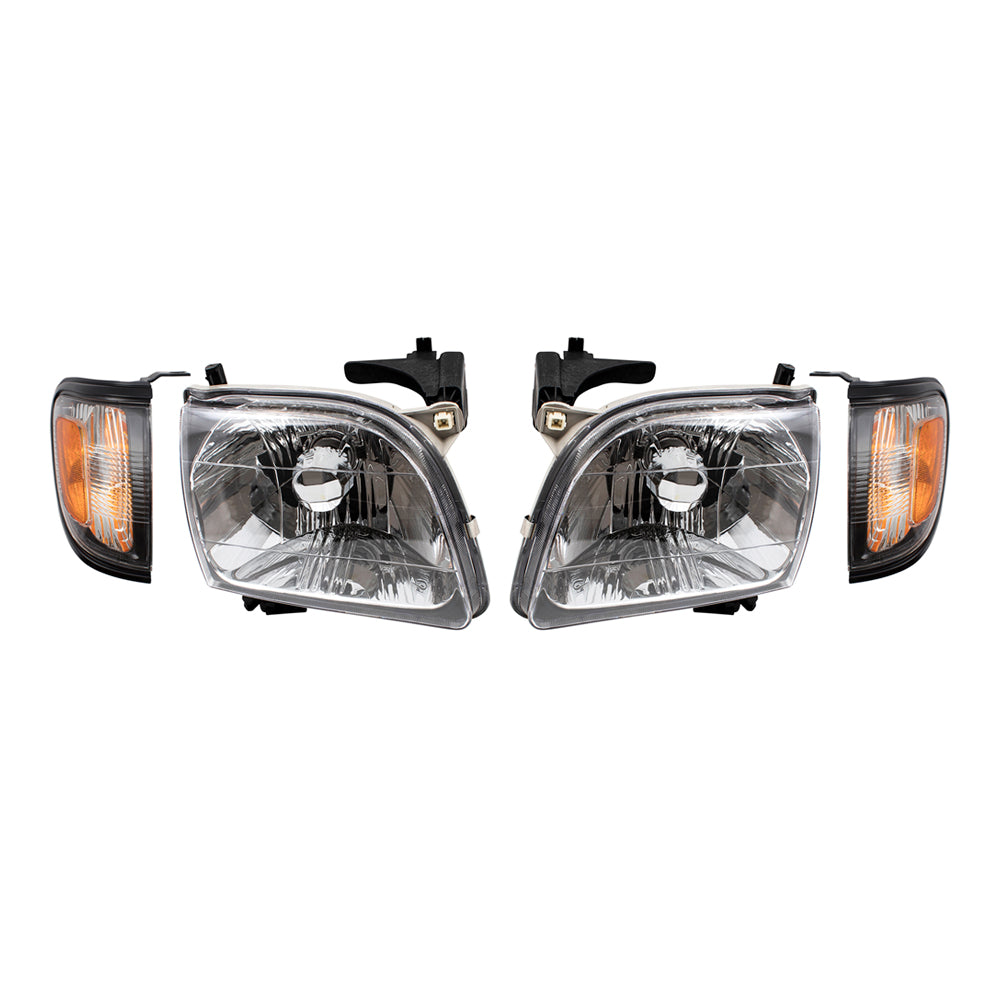 Headlights with Black Trim & Park Signal Lights Compatible with 2001-2004 Tacoma