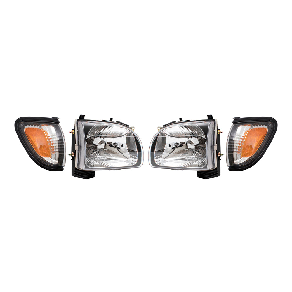 Headlights with Black Trim & Park Signal Lights Compatible with 2001-2004 Tacoma