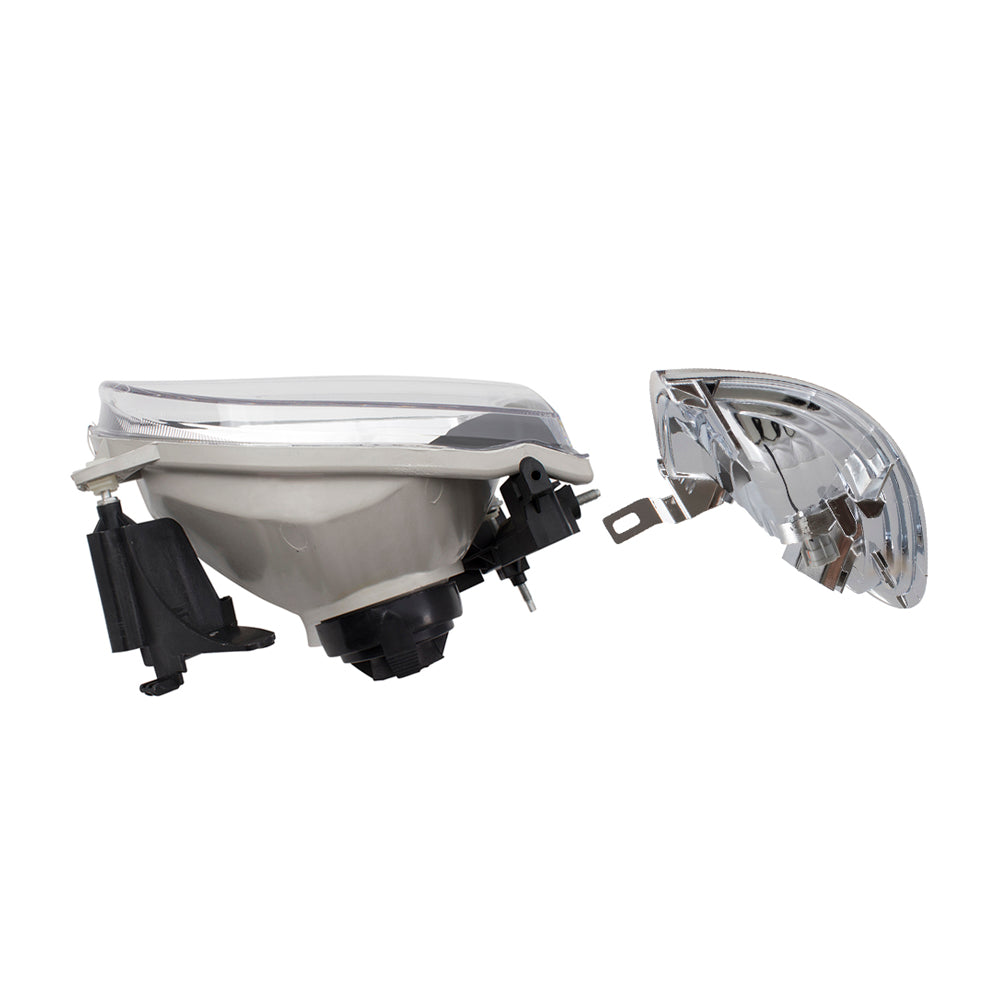 Brock Replacement 4 Pc Headlights with Chrome Trim & Signal Lights Compatible with 01-04 Tacoma