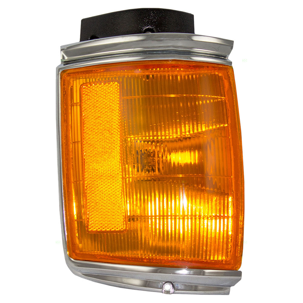 Brock Replacement Drivers Park Clearance Light Lamp with Chrome Trim Compatible with 1987-1988 2-Wheel Drive Pickup Truck