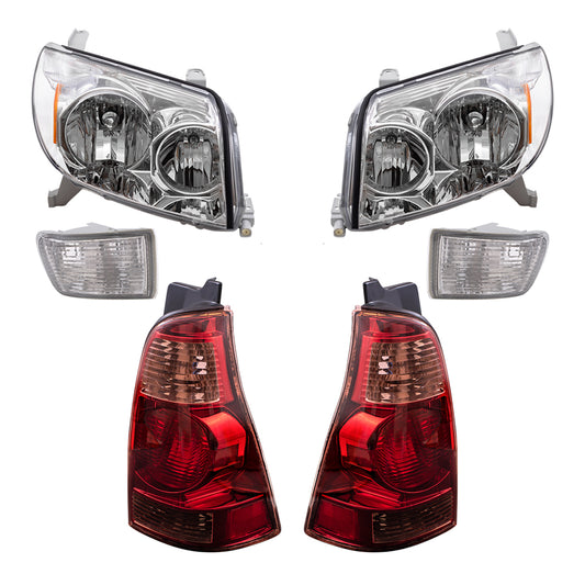Brock Replacement Headlights Tail Lights and Front Signal Lamps with Daytime Running Lights Compatible with 2003 2004 2005 4Runner