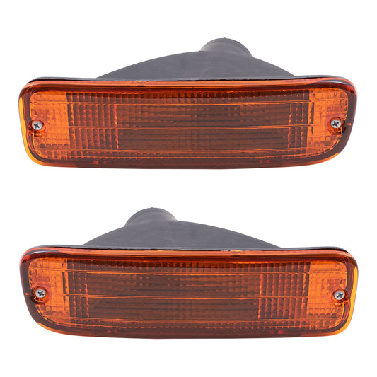 Brock Replacement Set Driver and Passenger Signal Front Marker Lights Lamps Compatible with 1995-2000 Tacoma Pickup Truck 8152035110 8151035110