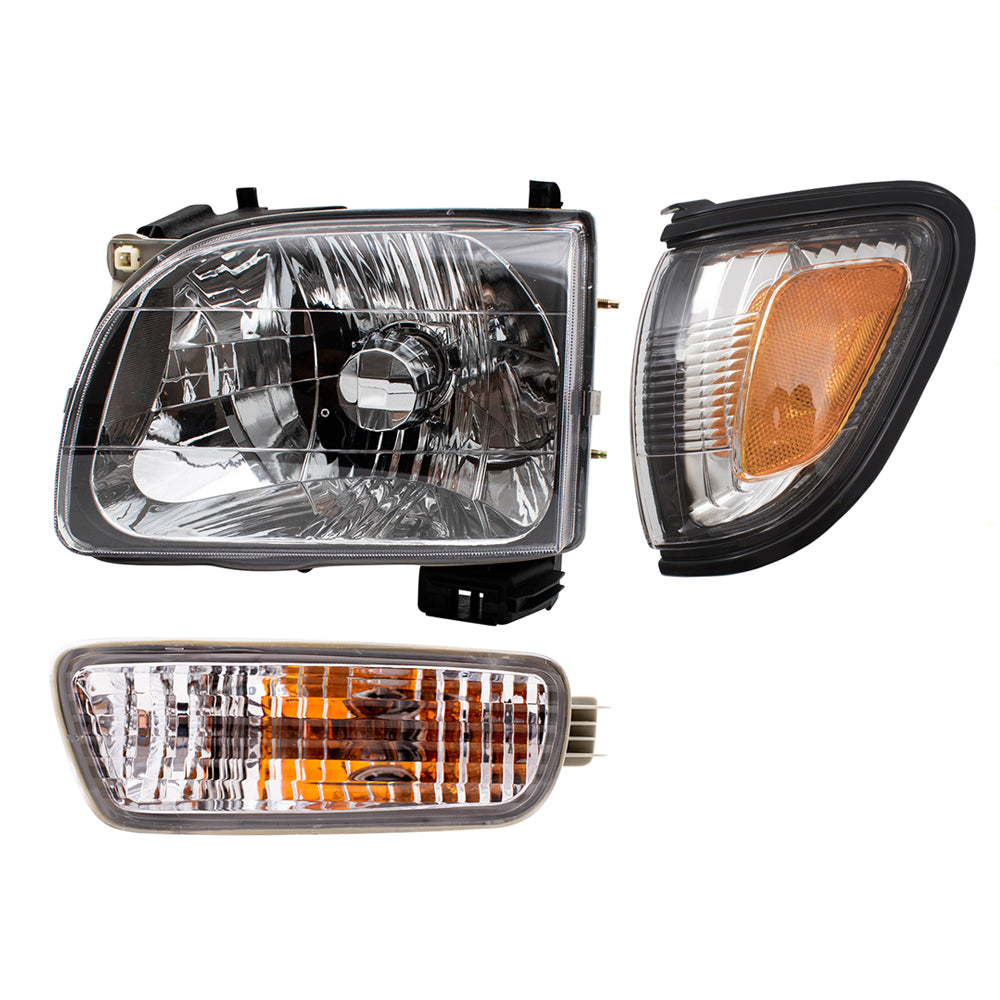 Brock Replacement 6 Pc Headlights and Signal Lights Compatible with 2001-2004 Tacoma