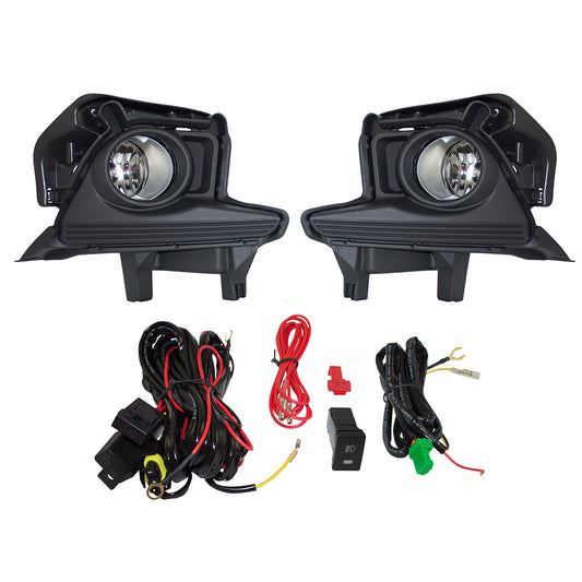 Fog Light for 2014-2019 Highlander Clear Lens w/ Bulbs Bezels Wiring Switch for 520300E020 Set TO1038177