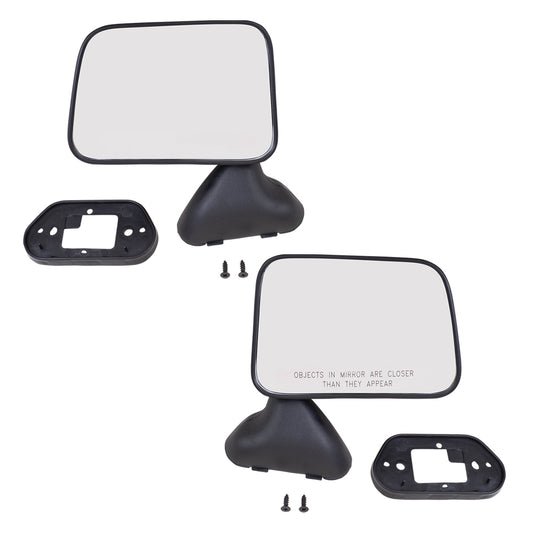 Brock Replacement Pair Set Manual Side View Door Skin Mounted Textured Mirrors Compatible with Pickup Truck w/ vent window 8794089141 8791089143