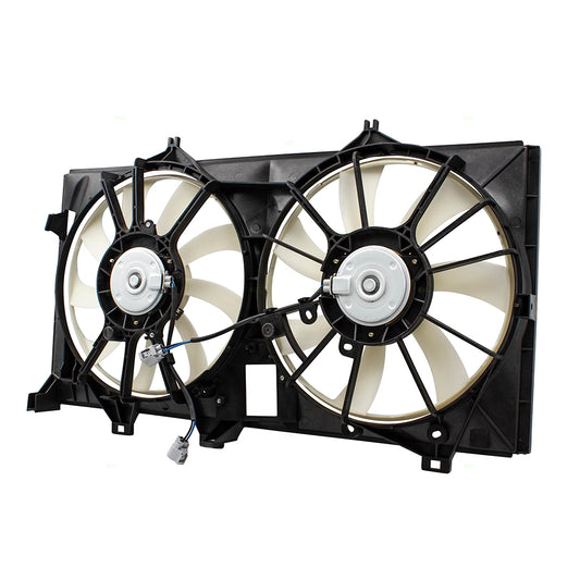 Brock Replacement Dual Engine Cooling Radiator Condenser Fan Motor Assembly Compatible with Camry Avalon Hybrid 163630V370 163630A150 TO3115173