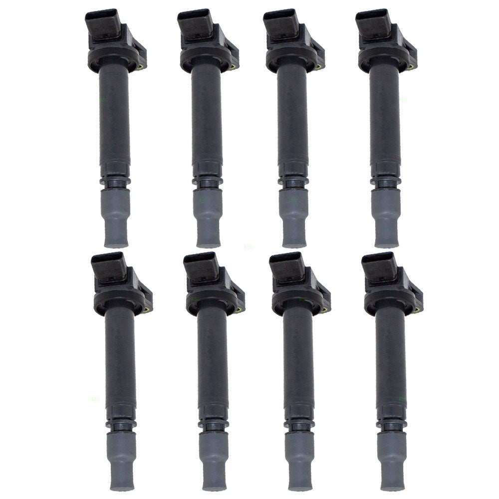 Brock Replacement for 8 Piece Set Ignition Spark Plug Coil Compatible with GS430 GX470 LS430 SC430 4Runner Land Cruiser Sequoia Tundra 90919-02259