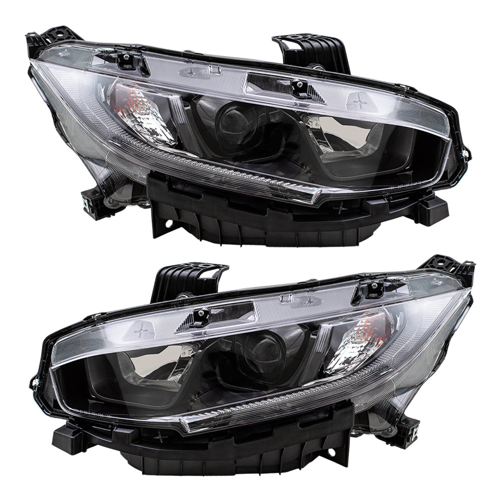 Headlight for 2019-2021 Civic w/ Black Bezel 33150TBAA31 Set