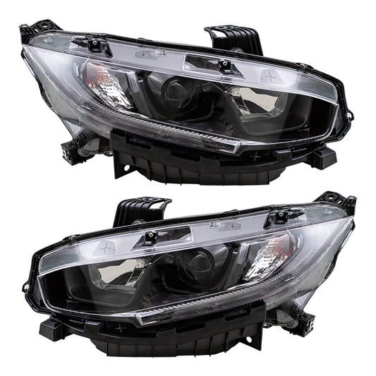 Headlight for 2019-2021 Civic w/ Black Bezel 33150TBAA31 Set