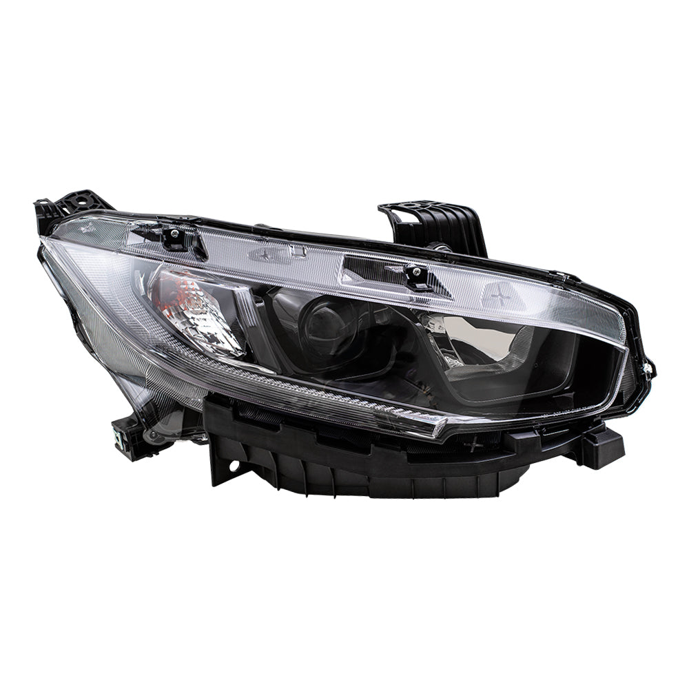 Brock Replacement Passenger Halogen Headlight with Black Bezel Compatible with 2019 2020 Civic