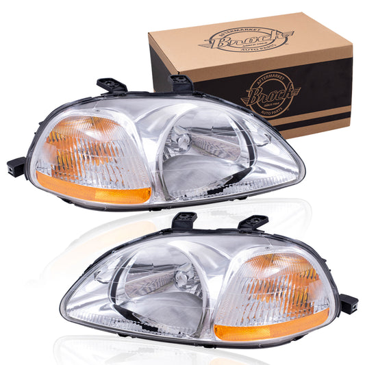 Headlight for 1996-1998 Civic 33101S01305 Set