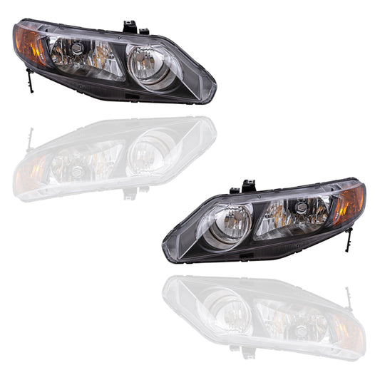 Headlight for 2006-2008 Civic Sedan 33101SNAA02 Set HO2502125