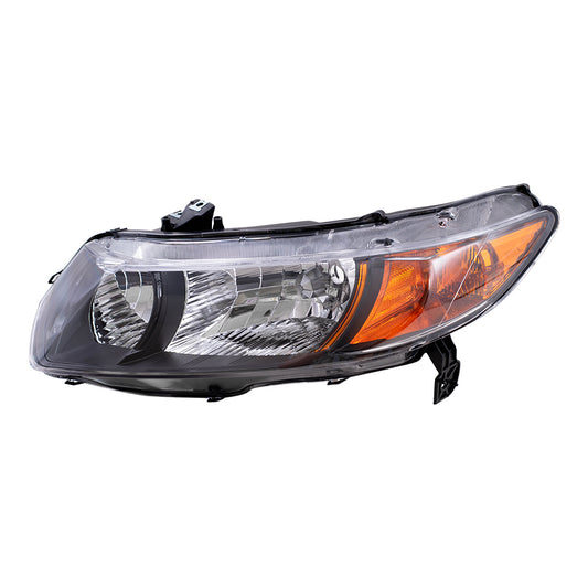 Headlight for 2006-2011 Civic Coupe w/ Black Bezel Amber Park Lens 33151SVAA01 Left
