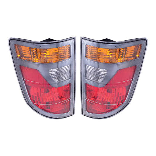 Brock Replacement Driver and Passenger Taillights Tail Lamps Compatible with 06-08 Pickup Truck 33551SJCA01 33501SJCA01
