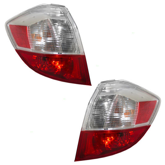 Brock Replacement Driver and Passenger Taillights Tail Lamps with & Red Lens Compatible with 09-13 Fit 33550TK6A01 33500TK6A01