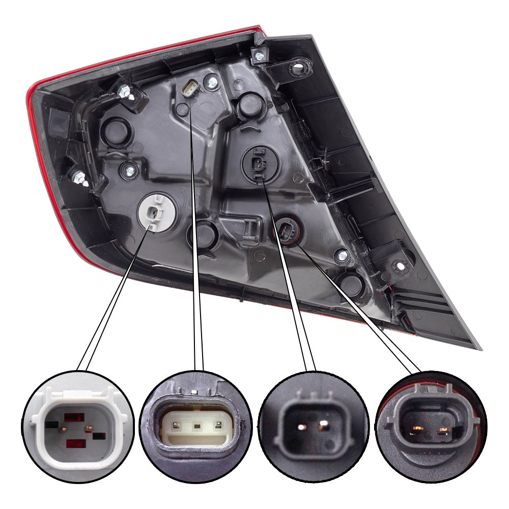 Brock 7222-0055LC2 Rear Driver Side Left Combination Tail Light Assembly 2 Piece Set Body and Lid Mounted Compatible With 2016-2021 Honda Civic Sedan