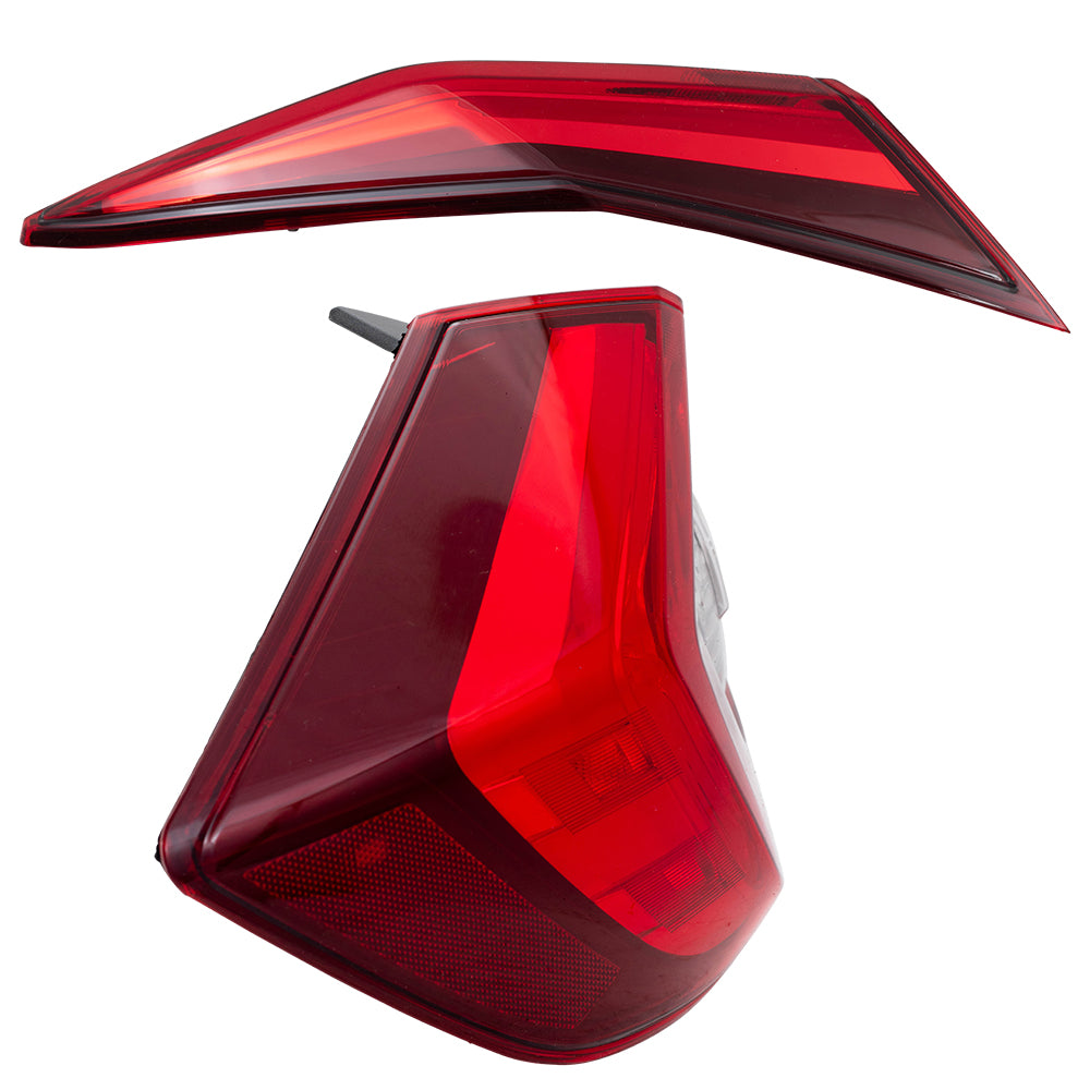 Brock 7222-0055LC2 Rear Driver Side Left Combination Tail Light Assembly 2 Piece Set Body and Lid Mounted Compatible With 2016-2021 Honda Civic Sedan