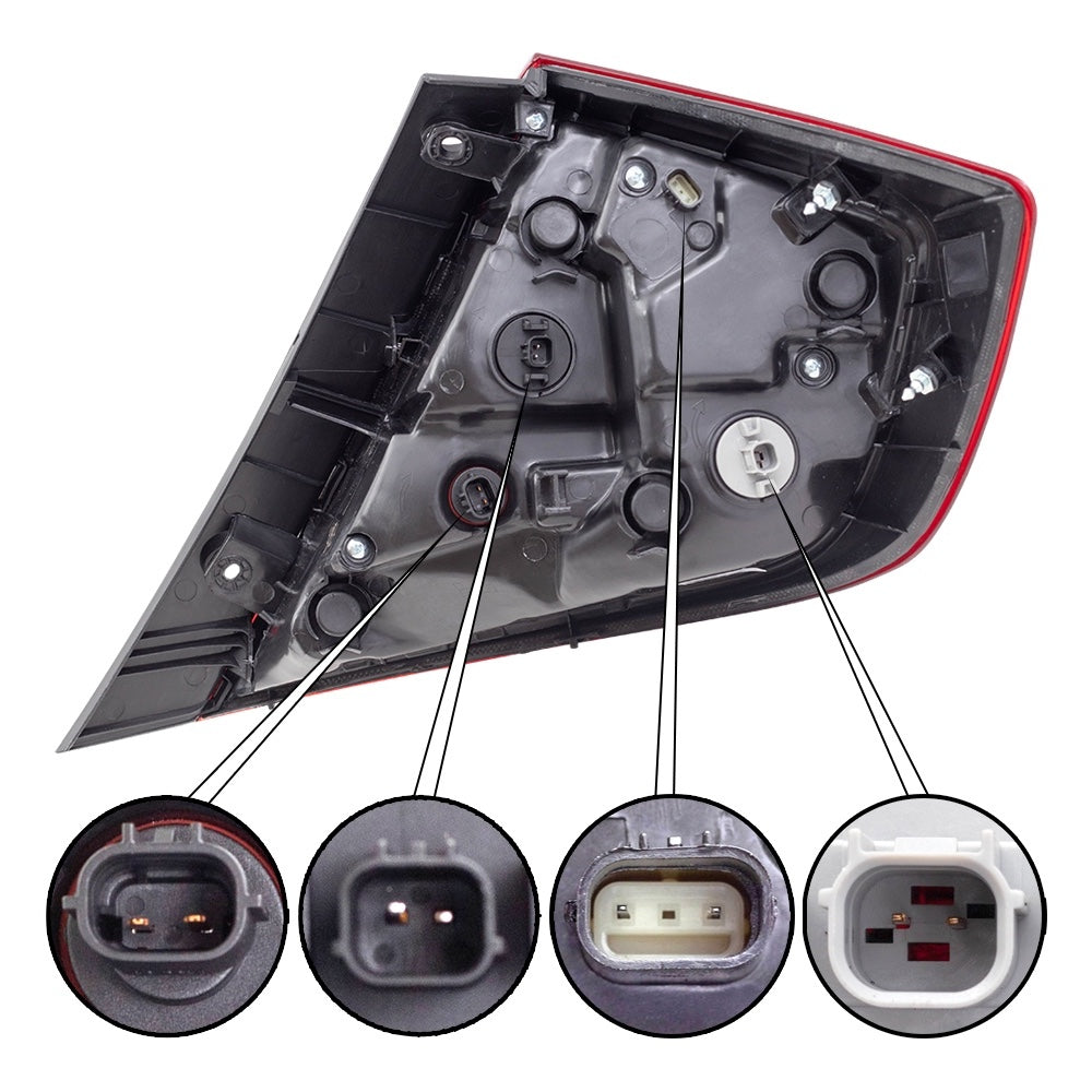 Brock 7222-0055RC2 Rear Passenger Side Combination Tail Light Assembly 2 Piece Set For 2016-2021 Honda Civic Sedan